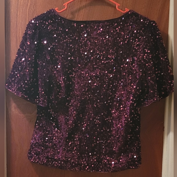 Nanette Nanette Lepore Deep Purple Sequin Blouse - Picture 3 of 8